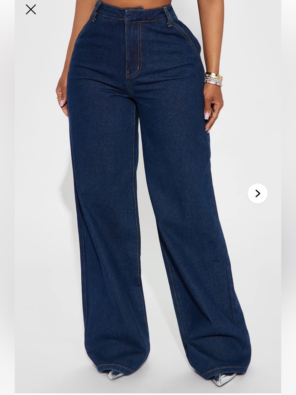 Fashion Nova Dark Blue Wide-Leg Denim and jacket set - Picture 4 of 8